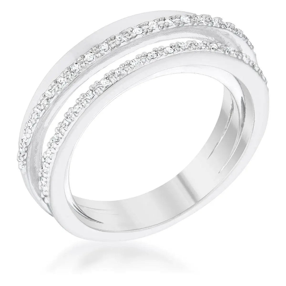 Lynn 0.25ct CZ Rhodium Twisted Trio Band Ring - JGI - Flyclothing LLC