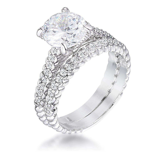 2.1Ct Rhodium Plated Baroque Style Wedding Set - JGI - Flyclothing LLC