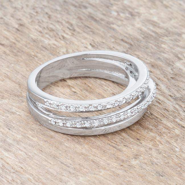 Lynn 0.25ct CZ Rhodium Twisted Trio Band Ring - JGI - Flyclothing LLC