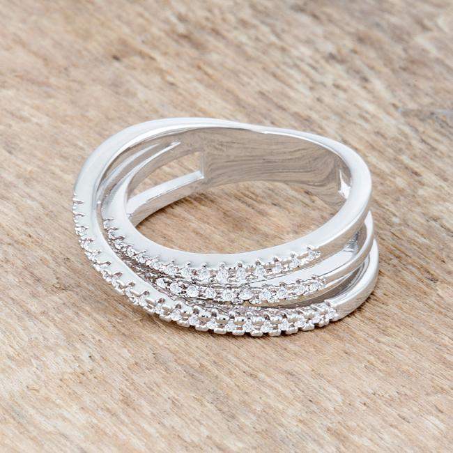 Laurie 0.2ct CZ Rhodium Contemporary Trio Band Ring - JGI - Flyclothing LLC