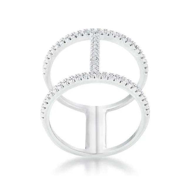 Christina 0.3ct CZ Rhodium Open Contemporary Wide Ring - JGI - Flyclothing LLC