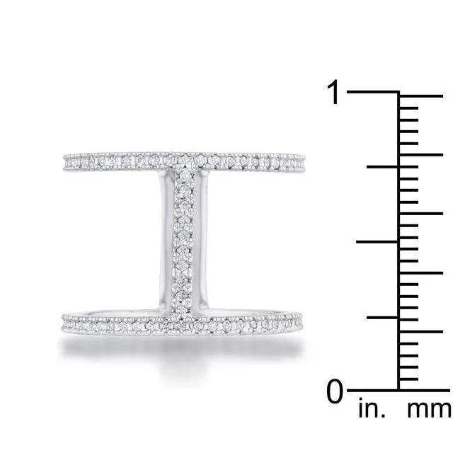 Christina 0.3ct CZ Rhodium Open Contemporary Wide Ring - JGI - Flyclothing LLC