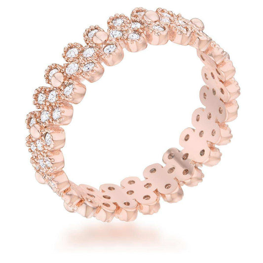Clara 1ct CZ Rose Gold Textured Bezel Set Eternity Ring - JGI - Flyclothing LLC
