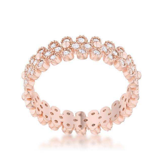 Clara 1ct CZ Rose Gold Textured Bezel Set Eternity Ring - JGI - Flyclothing LLC