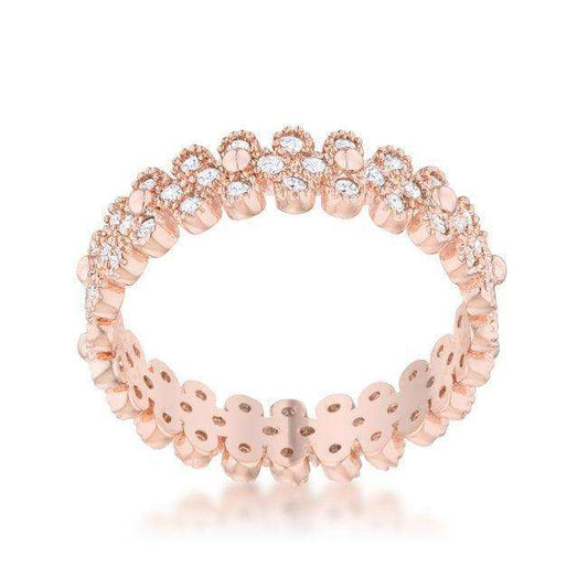 Clara 1ct CZ Rose Gold Textured Bezel Set Eternity Ring - JGI - Flyclothing LLC