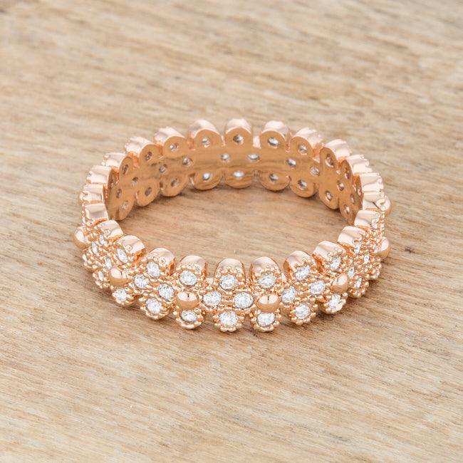 Clara 1ct CZ Rose Gold Textured Bezel Set Eternity Ring - JGI - Flyclothing LLC