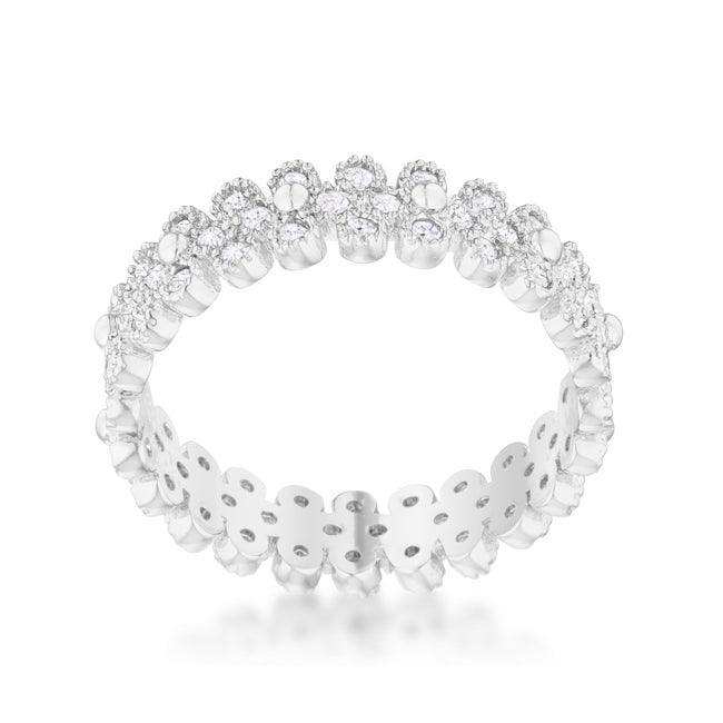 Clara 1ct CZ Rhodium Textured Bezel Set Eternity Ring - JGI - Flyclothing LLC