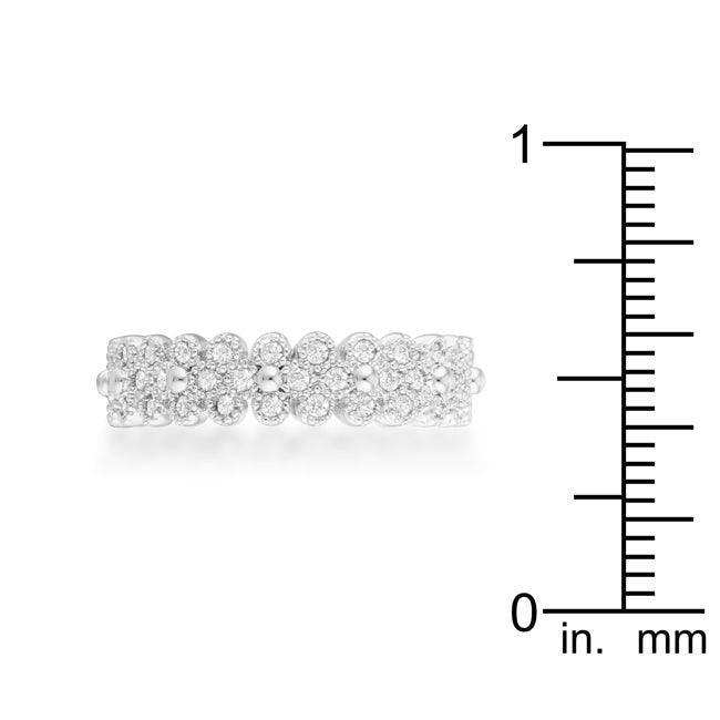 Clara 1ct CZ Rhodium Textured Bezel Set Eternity Ring - JGI - Flyclothing LLC