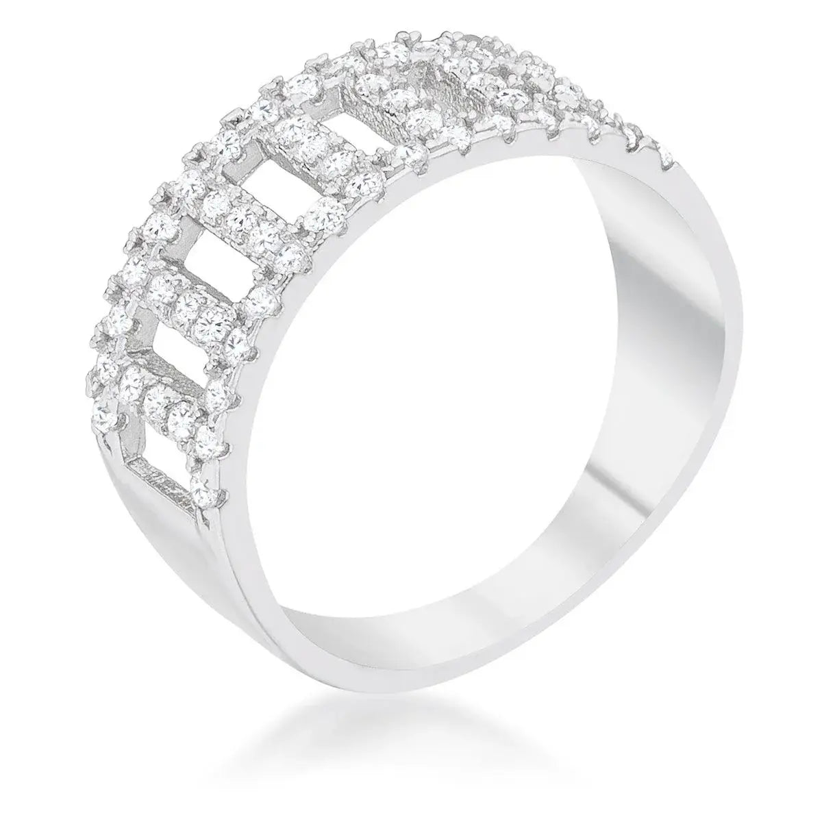 Rey 0.5ct CZ Rhodium Contemporary Band Ring - JGI - Flyclothing LLC