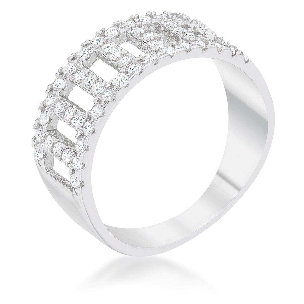 Rey 0.5ct CZ Rhodium Contemporary Band Ring - JGI - Flyclothing LLC