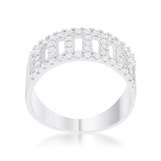 Rey 0.5ct CZ Rhodium Contemporary Band Ring - JGI - Flyclothing LLC