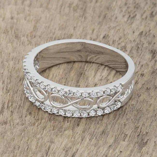 Rema 0.4ct CZ Rhodium Contemporary Infinity Band Ring - JGI - Flyclothing LLC