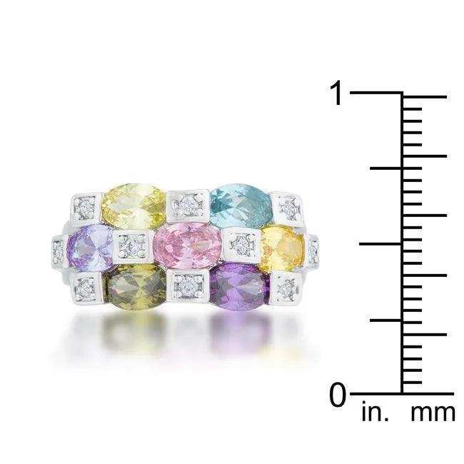 Mina 3.1ct Multicolor CZ Rhodium Cocktail Ring - JGI - Flyclothing LLC