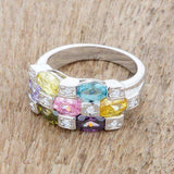 Mina 3.1ct Multicolor CZ Rhodium Cocktail Ring - JGI - Flyclothing LLC