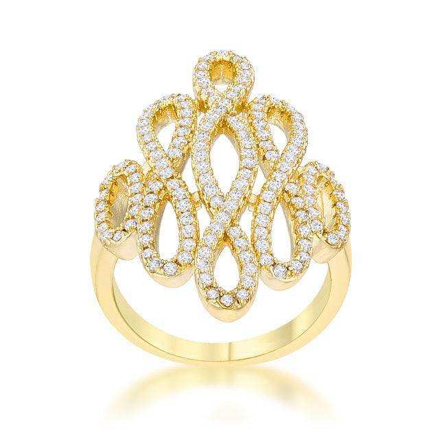 Natasha 0.94ct CZ 14k Gold Contemporary Cocktail Ring - JGI - Flyclothing LLC