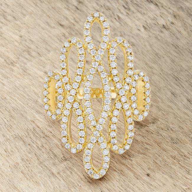 Natasha 0.94ct CZ 14k Gold Contemporary Cocktail Ring - JGI - Flyclothing LLC