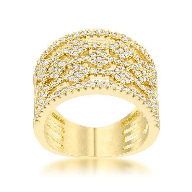 Marlene 0.6ct CZ 14k Gold Wide Band Cocktail Ring - JGI - Flyclothing LLC