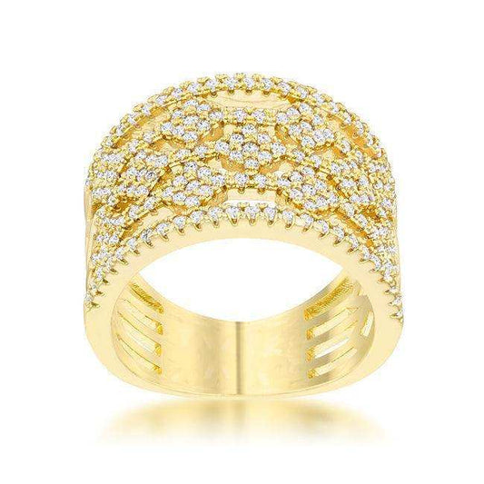Marlene 0.6ct CZ 14k Gold Wide Band Cocktail Ring - JGI - Flyclothing LLC