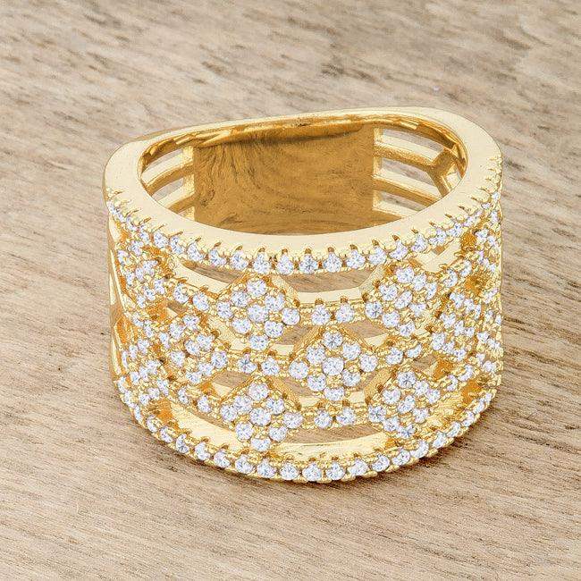 Marlene 0.6ct CZ 14k Gold Wide Band Cocktail Ring - JGI - Flyclothing LLC
