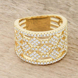 Marlene 0.6ct CZ 14k Gold Wide Band Cocktail Ring - JGI - Flyclothing LLC