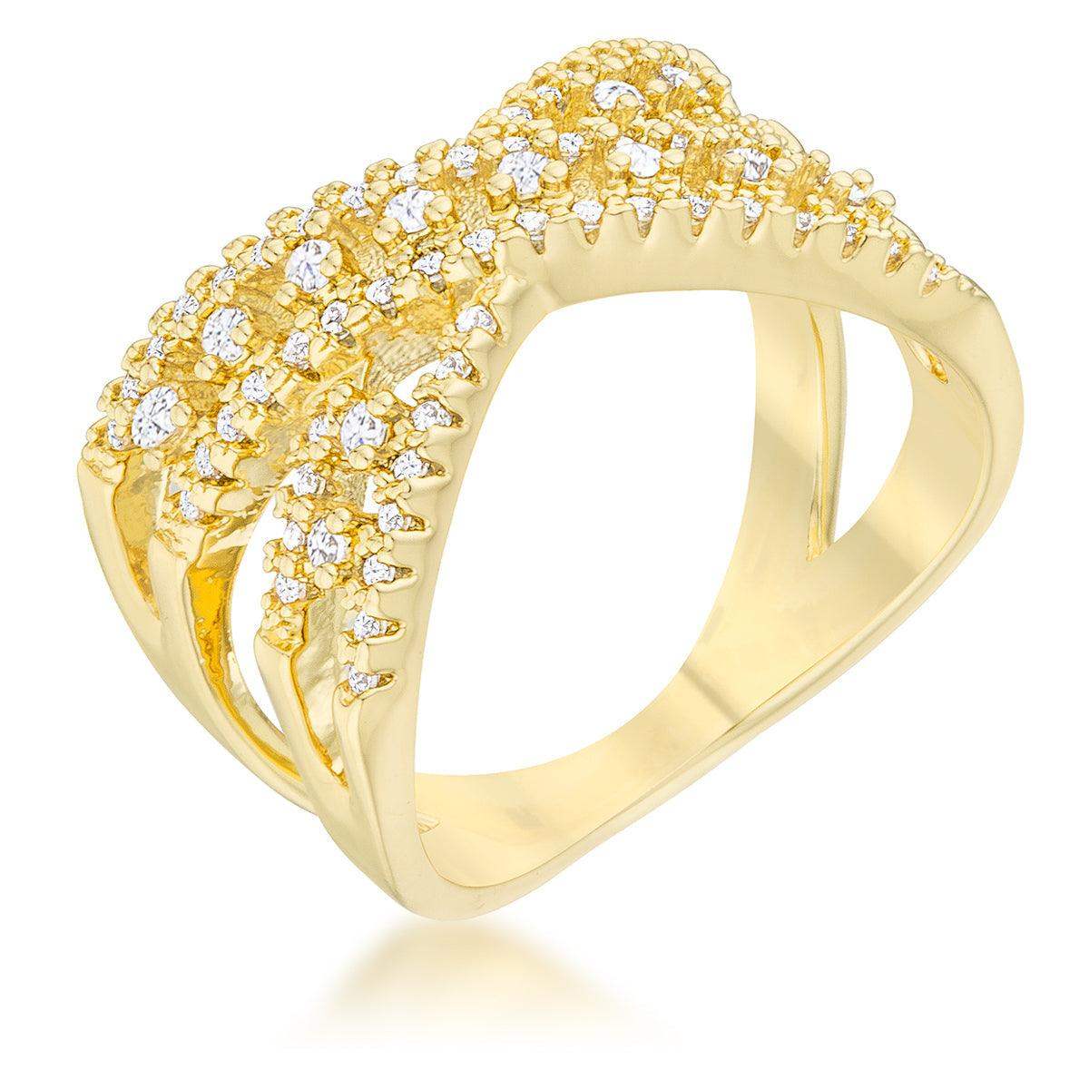 Sandy 0.37ct CZ 14k Gold Classic Criss Cross Ring - JGI - Flyclothing LLC