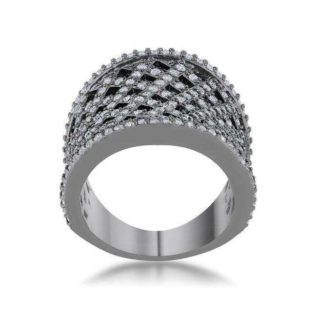 Brin 1.4ct CZ Hematite Wide Woven Style Ring - JGI - Flyclothing LLC
