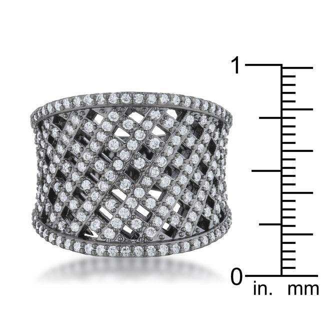 Brin 1.4ct CZ Hematite Wide Woven Style Ring - JGI - Flyclothing LLC