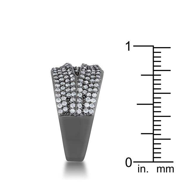 Kina 1.7ct Clear CZ Hematite Contemporary Cocktail Ring - JGI - Flyclothing LLC