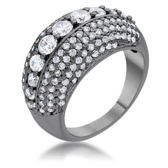 Krista 1.5ct CZ Hematite Contemporary Cocktail Ring - JGI