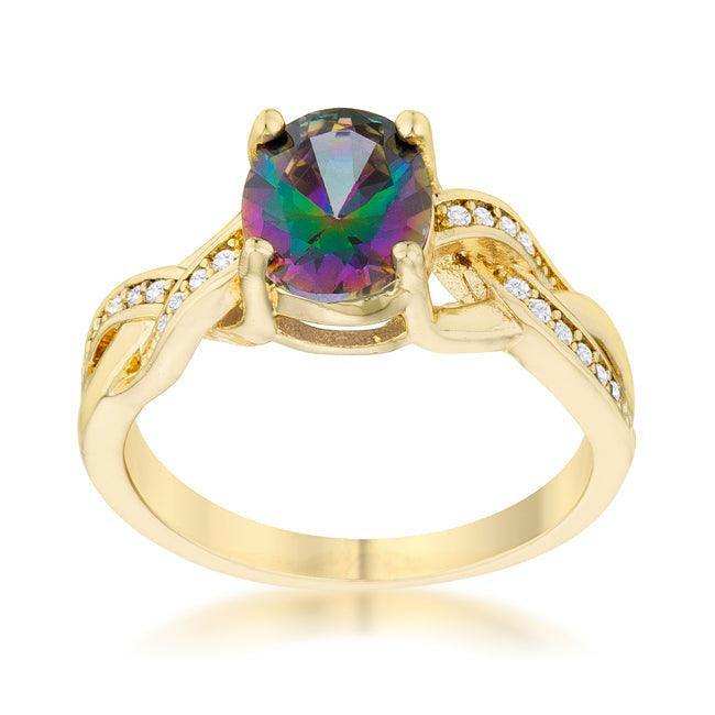 Justine 2ct Mystic CZ 14k Gold Classic Oval Ring - JGI - Flyclothing LLC
