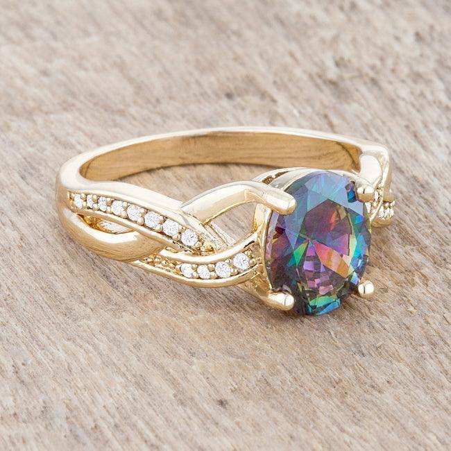 Justine 2ct Mystic CZ 14k Gold Classic Oval Ring - JGI - Flyclothing LLC
