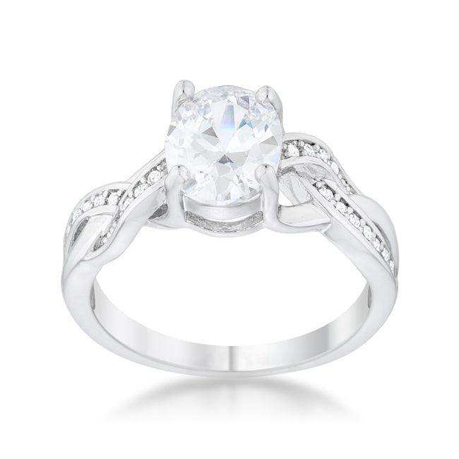 Justine 2ct CZ Rhodium Classic Oval Ring - JGI - Flyclothing LLC