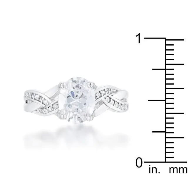Justine 2ct CZ Rhodium Classic Oval Ring - JGI - Flyclothing LLC