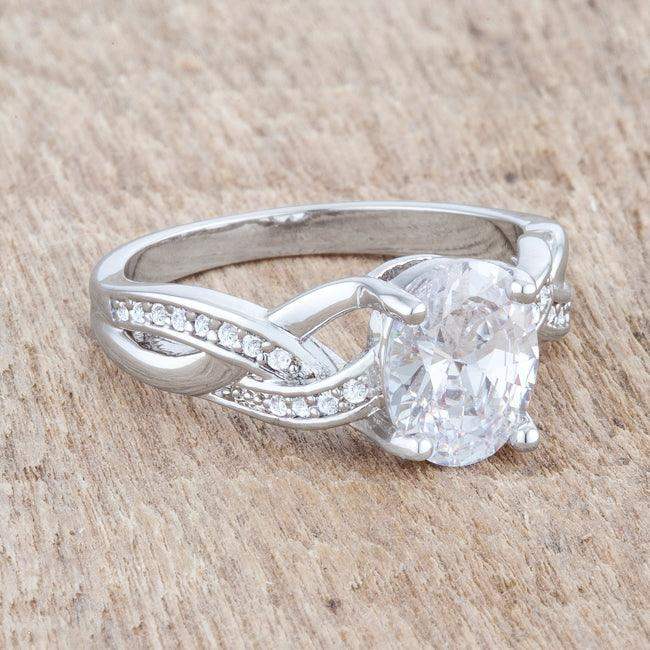 Justine 2ct CZ Rhodium Classic Oval Ring - JGI - Flyclothing LLC