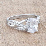 Justine 2ct CZ Rhodium Classic Oval Ring - JGI - Flyclothing LLC