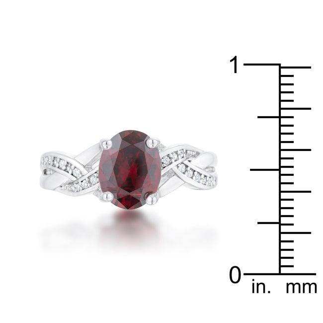 Justine 2ct Garnet CZ Rhodium Classic Oval Ring - JGI - Flyclothing LLC