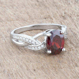 Justine 2ct Garnet CZ Rhodium Classic Oval Ring - JGI - Flyclothing LLC