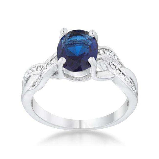 Justine 2ct Sapphire CZ Rhodium Classic Oval Ring - JGI - Flyclothing LLC
