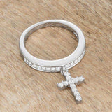 Christine 0.2ct CZ Rhodium Cross Charm Ring - JGI - Flyclothing LLC
