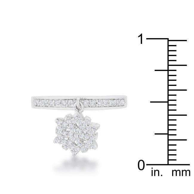 Snowflake 0.35ct CZ Rhodium Simple Holiday Charm Band Ring - JGI - Flyclothing LLC