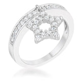 Star 0.25ct CZ Rhodium Simple Holiday Charm Band Ring - JGI - Flyclothing LLC