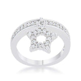 Star 0.25ct CZ Rhodium Simple Holiday Charm Band Ring - JGI - Flyclothing LLC