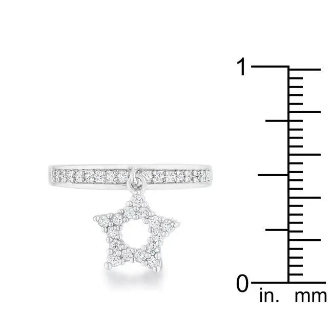 Star 0.25ct CZ Rhodium Simple Holiday Charm Band Ring - JGI - Flyclothing LLC