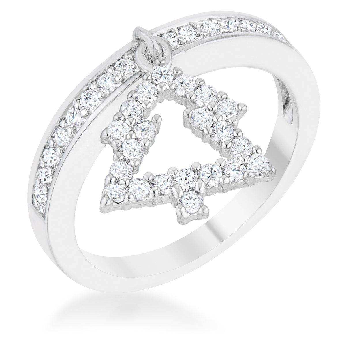 Christmas Tree 0.3ct CZ Rhodium Holiday Charm Ring - JGI - Flyclothing LLC