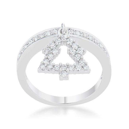 Christmas Tree 0.3ct CZ Rhodium Holiday Charm Ring - JGI - Flyclothing LLC