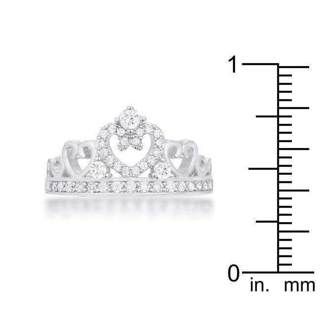 Aurora 0.34ct CZ Rhodium Heart Crown Ring - JGI - Flyclothing LLC