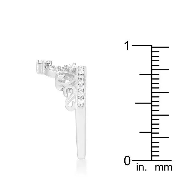 Aurora 0.34ct CZ Rhodium Heart Crown Ring - JGI - Flyclothing LLC