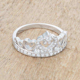 Aurora 0.34ct CZ Rhodium Heart Crown Ring - JGI - Flyclothing LLC