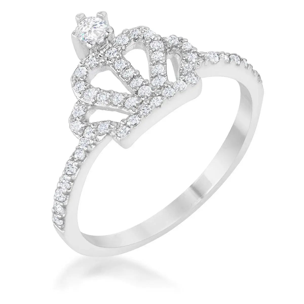Elina 0.36ct CZ Rhodium Simple Crown Ring - JGI - Flyclothing LLC