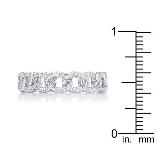Interlocking Rhodium Chain Design Ring with CZ - JGI - Flyclothing LLC